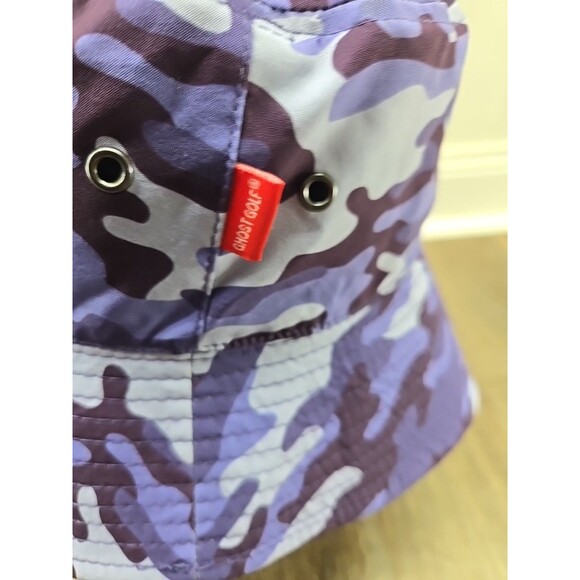 GHOST GOLF Bucket Hat Reversivle Purple Camo / Navy Blue Vented Lightweight S/M - Picture 4 of 13
